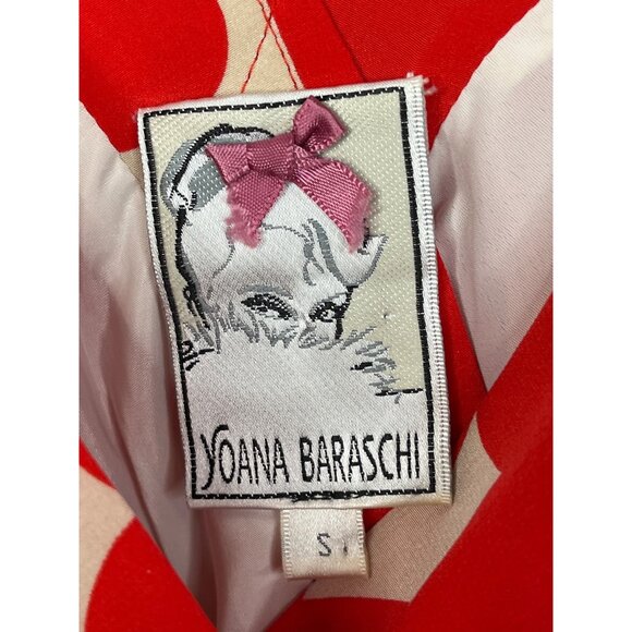 Yoana Baraschi Red Abstract Silk Sheath Dress Sleeveless Ruched Small - Picture 3 of 13